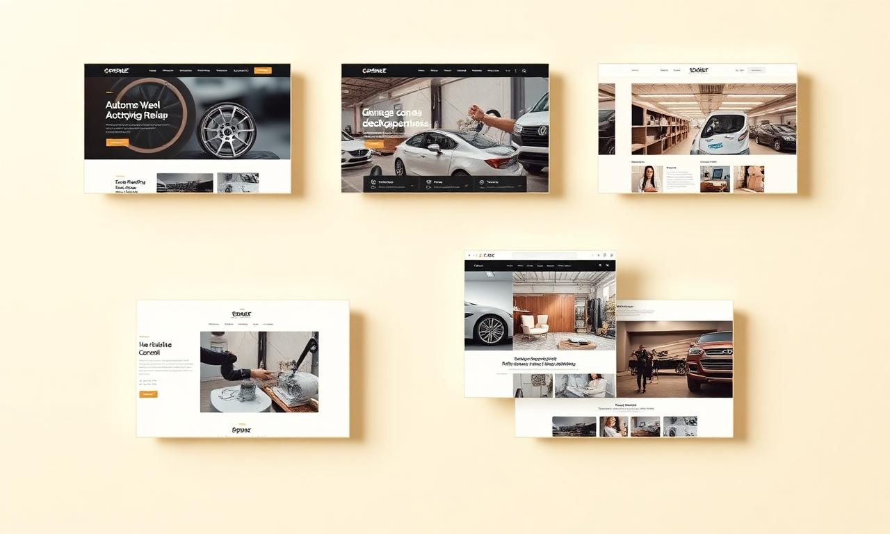 A collage of bespoke website design concepts